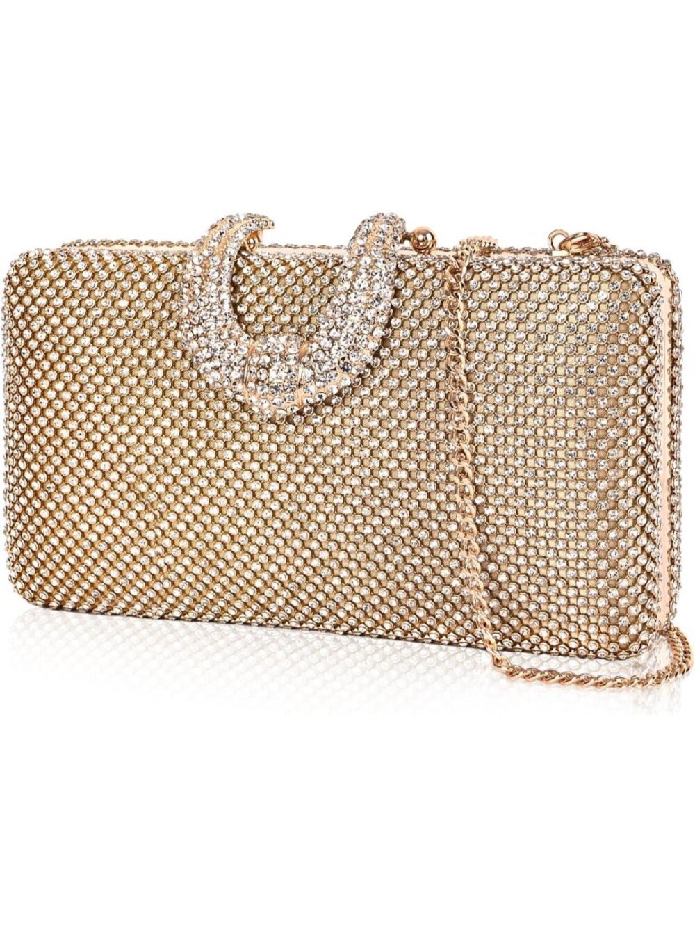 👜 Women's Gold Party Dressy Handbag Sparkly Rhinestone Crystal Evening Clutch